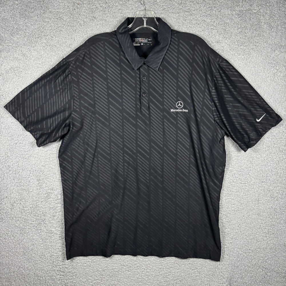 Nike Golf Mens XL Black Mercedes-Benz Dri-FIT Tour Performance Polo Shirt